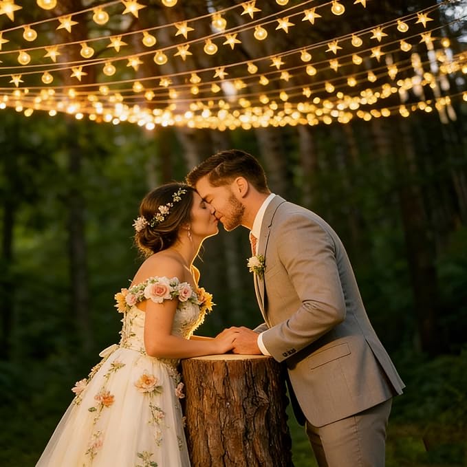 Shining Star Light Bulb Lights 9.8 FT 20 LED Lights with Battery Operated Warm White String Lights for Holiday Party Bedroom Wedding Garden Decoration (Light Bulb Star, 9.8FT)