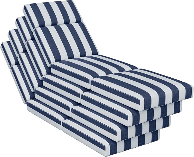 4 Pcs Chaise Lounge Cushions Outdoor, 80 x 26 x 4 Inch Lounge Chair Cushions for Outdoor Furniture - Waterproof Lounge Patio Replacement Cushion, 4In Fade-Resistant ThickPatio Chaise Lounge Cushion