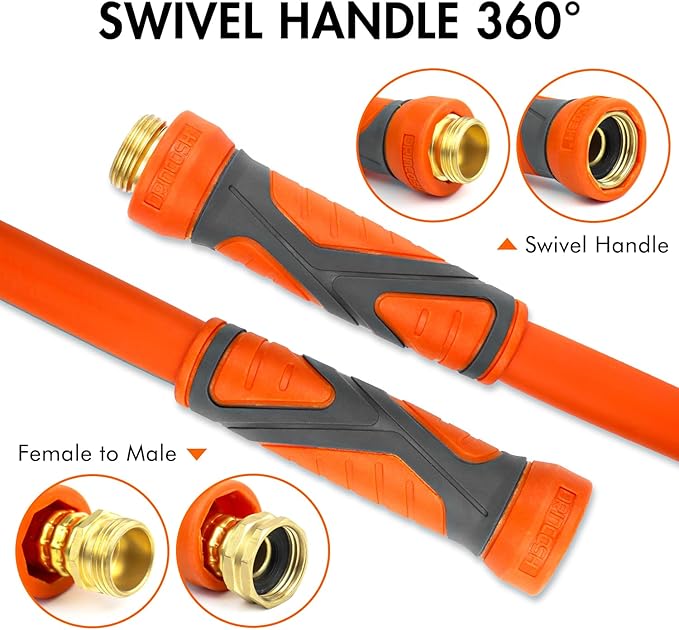 Garden Hose 75 ft x 5/8", Heavy Duty Water Hose, Flexible 75 foot garden Hose, Lightweight water Hose with Swivel Handle,3/4" Male to Female Fittings, Burst 600 PSI