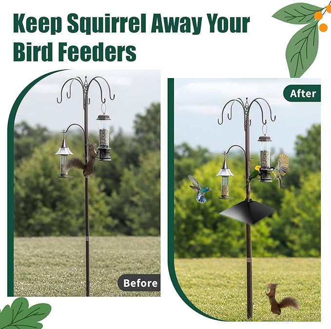 Metal Squirrel Baffle for 4x4 Post, 17 Inch Squirrel Guard for for Bird Feeder Poles, Wooden Pole Mount Squirrel Proof to Keep Squirrels and Raccoons Out of Bird feeders, Black