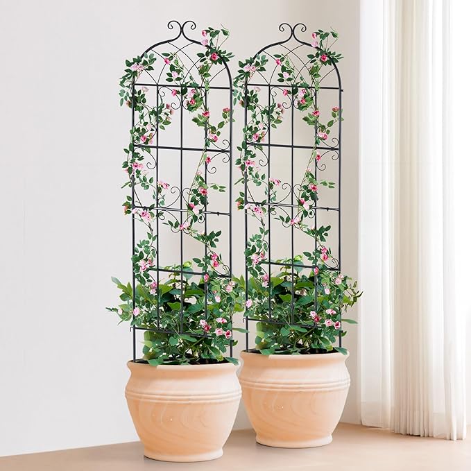 VEVOR 71 x 20 in, 4 Packs Rustproof Metal Garden Flower Trellis, Outdoor Climbing Rose & Cucumber Support, Decorative Clematis Trellis for Courtyards & Lawns