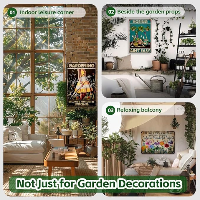 Rosjoy Funny Garden Signs for Outside - Unique Gardening Gifts for Women，12"x8" Metal Garden Decor for Wall Art, Yard Greenhouse, Outdoor, Patio, Porch Decoration