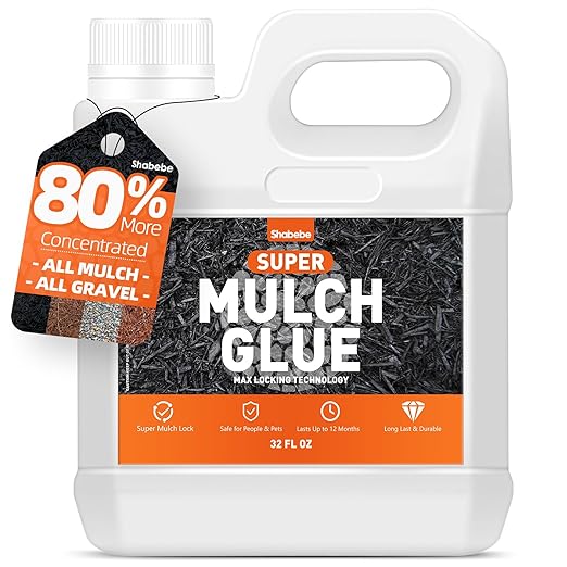 Mulch Glue for Landscaping, 32OZ Rock Glue, Fast-Dry Non-Toxic Weather-Resistant Strong Gravel Binder, Pine Straw Outdoor Strong Pebble Gravel Hold for Garden, Mulch Lock and Pea Gravel
