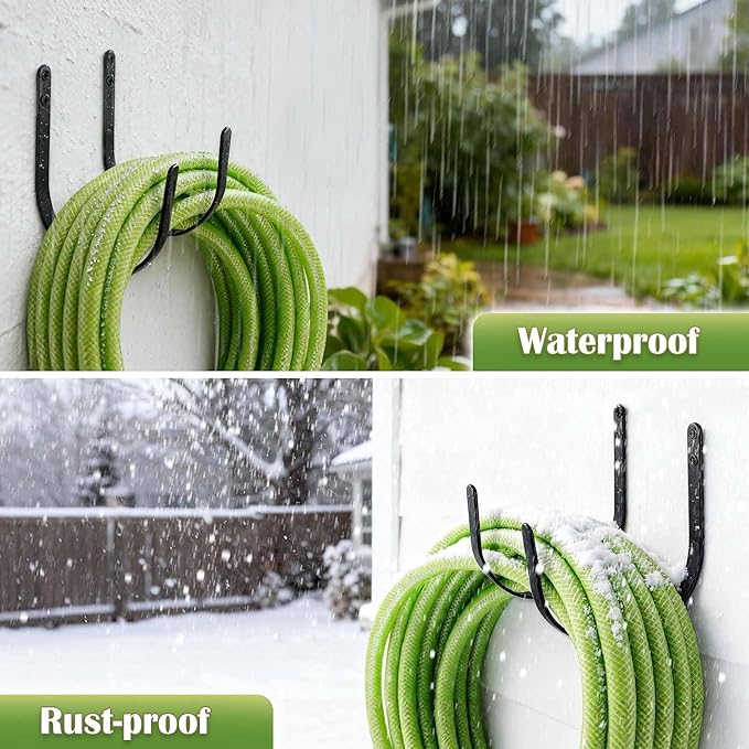 Garden Hose Holders Mount: Wall Mount Garden Hose Hangers for Outside - 4Pcs Rust-Proof Water Hose Racks Hanging Hooks for Outside Expandable Hose