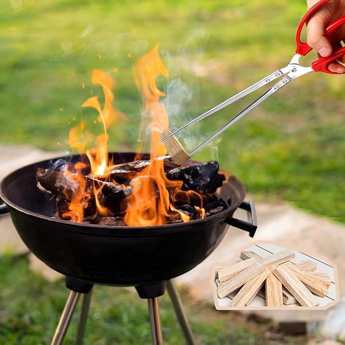Mini Fire Stick Tongs and Pellet Scoop Set Compatible with Solo Stove Mesa/XL, Tabletop Fire Pit Accessories, Small Firewood Grabber, and Pellet Management Tool