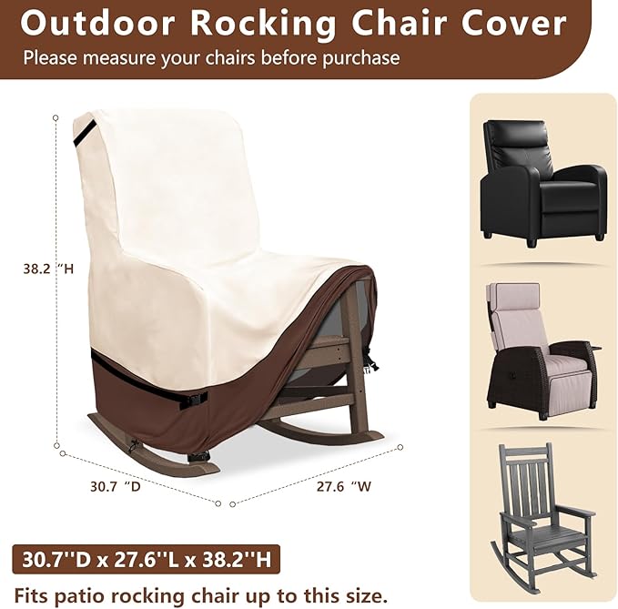 Outdoor Rocking Chair Covers 2 Pack,600D Heavy Duty Waterproof Outdoor Chair Covers,Outdoor Furniture Covers for All Weather Protection