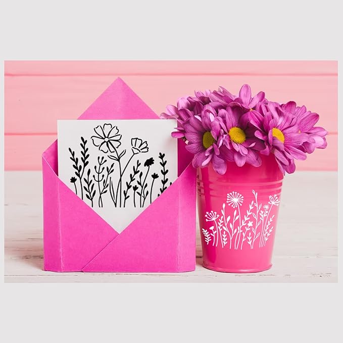 13 Pieces Wildflower Stencils Flower Stencils for Painting Wood, Reusable Spring Floral Field Plants Wild Flower Stencil for Crafts Wall Canvas Fabric Paper DIY Furniture Card