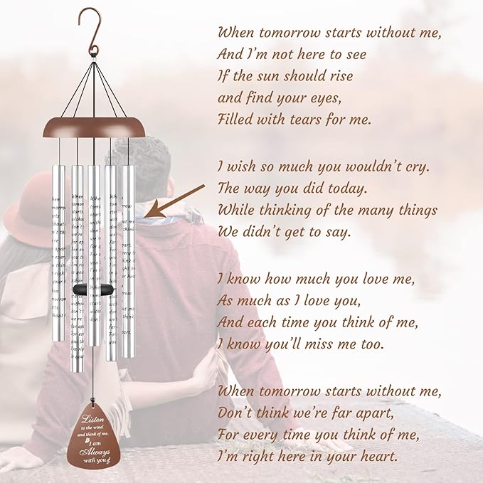 Sympathy Gift Wind Chimes for Outside - Memorial Wind Chimes for Loss of Loved One, Memorial Gifts for Loss of Mother Father, Bereavement Gifts in Memory of Loved One for Condolence Remembrance, Brown
