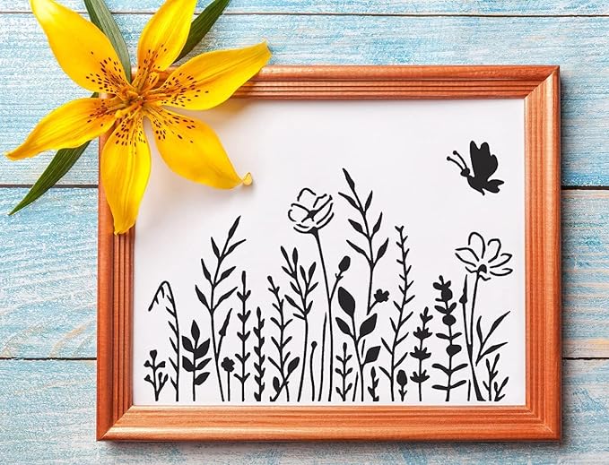 Large Flower Stencil 14inch Flower Stencils for Painting Floral Stencils Reusable Sunflower Hibiscus Stencil Drawing Templates for Wood Garden Fence Furniture Fabrics DIY Decor