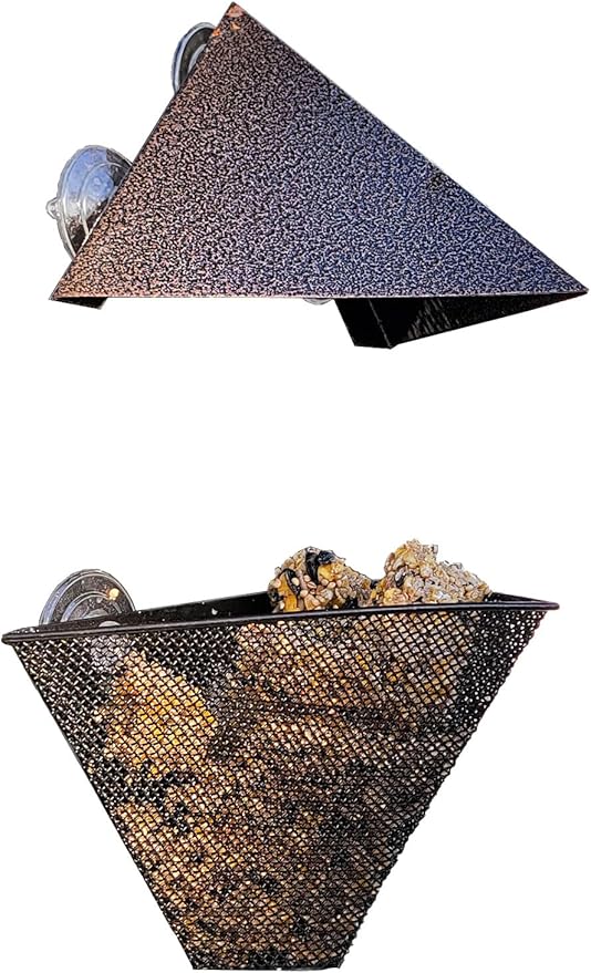 Wildlife Sciences Bird Feeders | Suet Feeders | Seed Cake Feeders | Bird Seed Feeders (Window Bird Feeder with Suction Cups), Bronze