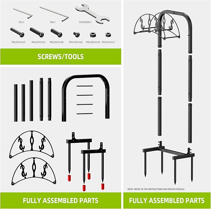 Garden Hose Holder, Freestanding Water Hose Holder with 4 Spikes, Heavy Duty Hose Reel Holds 150ft Hose, Hose Hanger, Hose Storage, Hose Organizer for Outside Lawn Yard