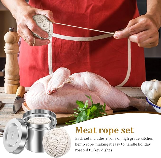 2 Pcs Cotton String Balls Cooking Strings Garden Twine Kitchen Butchers Twine for Meat Tying Baking Roasting DIY Project Craft Art