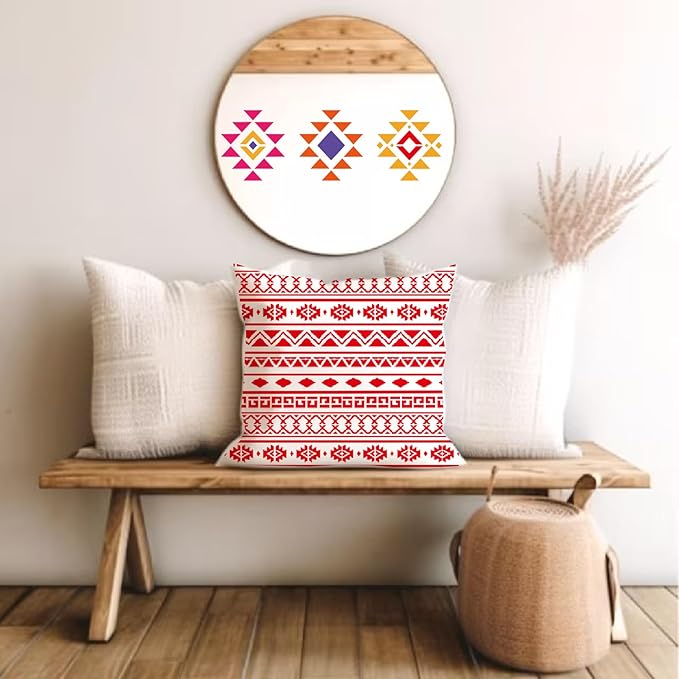 yhslmh Tribal Geometric Stencils for Painting on Wood Furniture Wall Reusable Canvas Aztec Stencil for Crafts Kids Boho Drawing Card Making Pattern Decorative (Aztec)