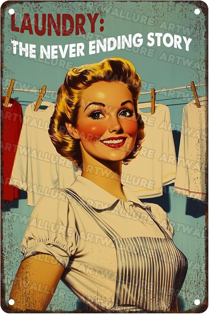 Laundry Room Vintage Sign Laundry The Never Ending Story Metal Sign Retro Woman Poster Funny Vintage Decor 8x12inch