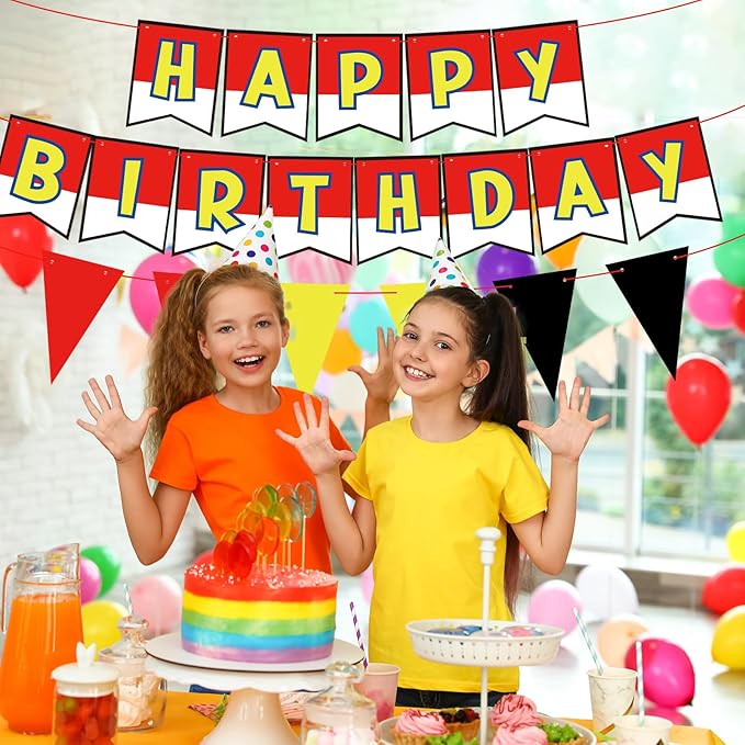Red White Yellow Happy Birthday Decorations Cute Interesting Birthday Decorations Party Decoration Party Supplies Decoration Suitable for Boys Girls Baby Party Children