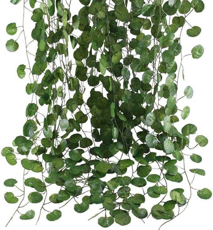 12 Pack 84Ft Artificial Vines Hanging Greenery Garland Leaves Wall Room Ceiling Decor Fake Vines for Home Kitchen Bedroom Garden Wedding Jungle Party Enchanted Forest Decorations