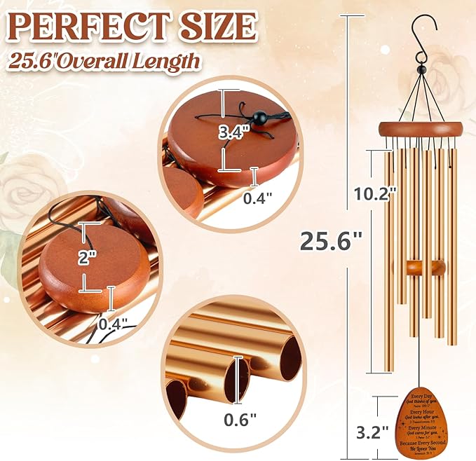 Wind Chimes with Tree of Life, Birthday Gifts for Women, Inspirational Religious Gifts for Woman, Christian Catholic Faith Gift Windchimes with Bible Verse, God's Blessing Decor Ornament Outside