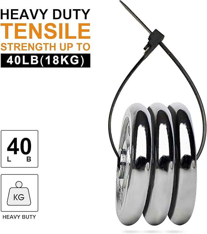 100Pcs 8 Inch Heavy Duty Industrial Zip Toes 40lbs Tensile Strength Releasable Black Tie Wraps Reusable Zip Toes Tie Straps For Garden Plant Secure Vine, Home Office (Pack of 2)