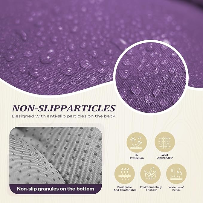 Waterproof Long Lounger Chair Cushion Outdoor Chaise Lounge Chair Cushionswith Ties, Patio Recliner Thickened Lounge Chair Cushions for Indoor 74.4 x 22 x 4.7 Inches, Black (Purple)