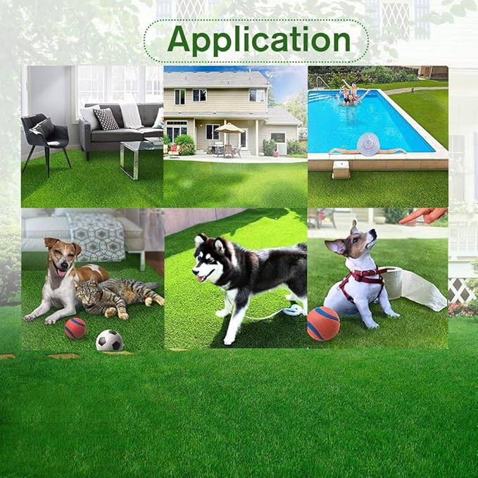 Artificial Grass Turf 10FTX45FT(450Square FT),0.8" Pile Height Realistic Synthetic Grass, Drainage Holes Indoor Outdoor Faux Grass Astro Rug Carpet for Pet Dog Garden Backyard Balcony