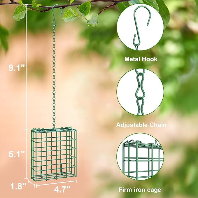 Bird Feeder for Outdoors, Suet Feeder Hanging Bird Feeder, Hanging for Garden Yard Outside - Single Suet Cake Feeders fo Attracting Birds