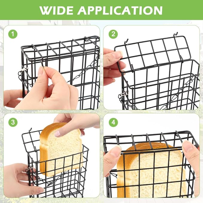 2PCS Outdoor Suet Cage Bird Feeder, Wild Bird Feeder with Single Suet Cake Capacity for Hanging Outside
