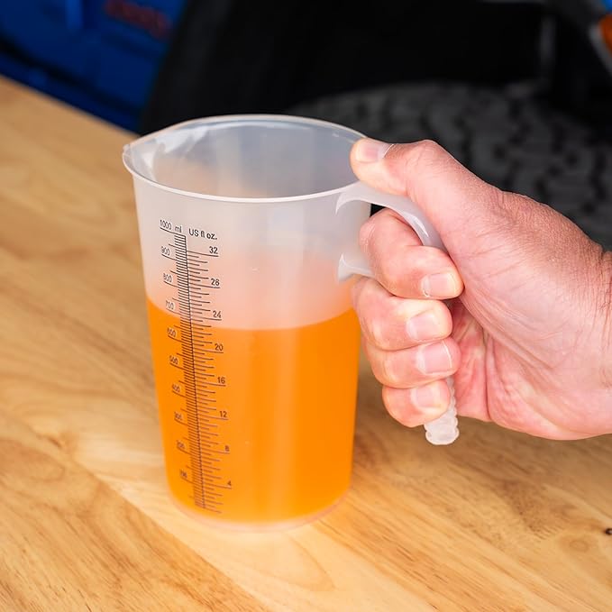 32oz (1 Quart) Measure Pitcher with Convenient Conversion Chart – Extra Strong Food Grade – Great for Cooking, Home Hobbies, Shop Oil and Fluids, Spa Chemicals with High Chemical Resistance by Turnah