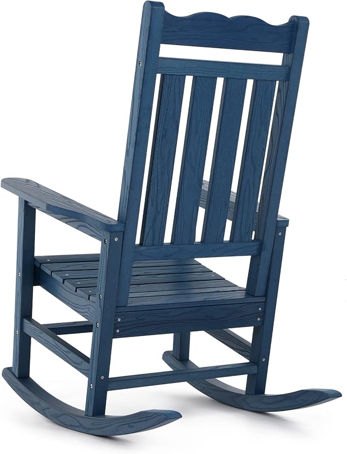 Stoog All-Weather Outdoor Rocking Chair, Porch Rocker with 400 lbs Weight Capacity, for Backyard, Fire Pit, Lawn, Garden and Indoor, Blue