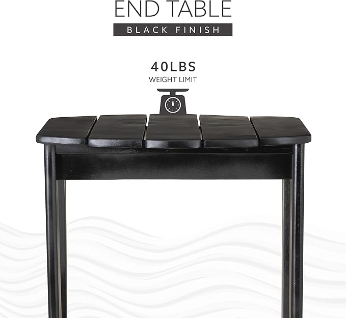 Linon Jayde Black Solid Wood Outdoor Adirondack Side Accent Table