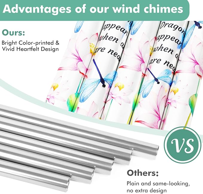 Memorial Gifts Sympathy Wind Chimes - Windchime in Loving Memory of Loved One, Bereavement Gifts for Loss of Mom/Dad, Condolences Grief Remembrance Funeral Grieving, Dragonfly