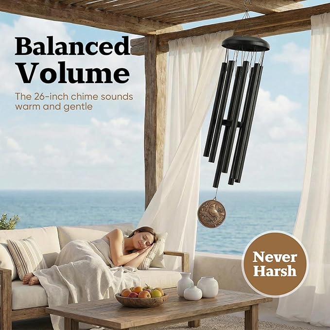 Wind Chimes for Outside – 26" Cardinal Wind Chime, Deep-Tone Tuned Aluminum, Vintage Bronze Pendant, Weather-Resistant Outdoor Garden Patio Yard Decor, Adjustable Striker, Memorial & Sympathy Gift