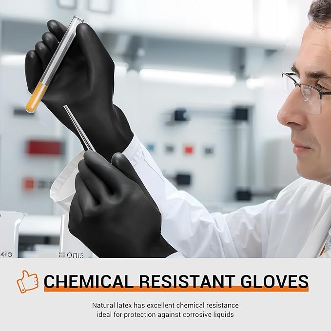 ThxToms Heavy Duty Latex Gloves,Long Rubber Gloves, Chemical Resistant Gloves,Puncture Resistant, Resist Acid,Oil,Alkali, Waterproof for Industrial Cleaning, Medical, Gardening,22", 1 Pair