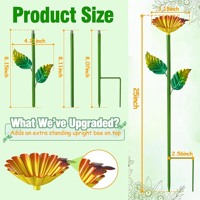 Bee Watering Station, Metal Bee Water Station with Flower Design Colorful Butterfly Bath Bowl Drinking Feeder Cups for Outdoor Garden Yard Decor (Yellow)