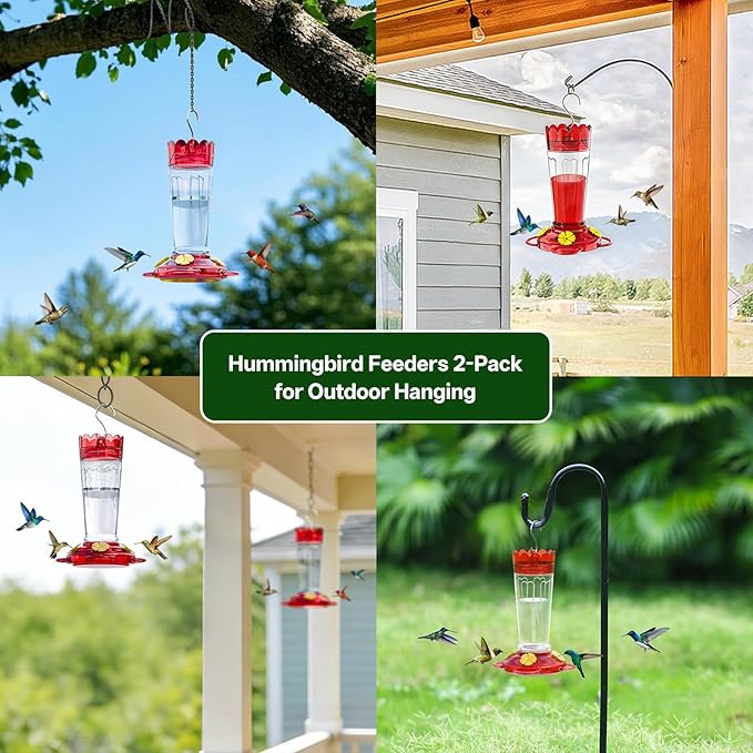 Hummingbird Feeder for Outdoors Hanging, 14 OZ Plastic Hummingbird Feeders, Ant & Bee Proof Leak-Proof Nectar Feeders with 4 Feeding Ports and Perches, Gifts for Mom, Birdlovers