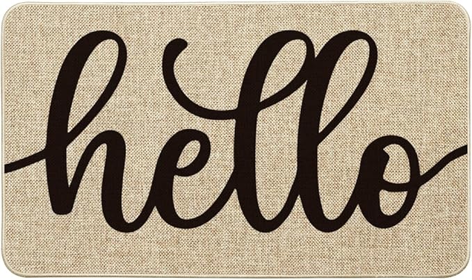 Artoid Mode Beige Hello Summer Doormat, Spring Home Decor Low-Profile Switch Rug Door Mat Floor Mat for Indoor Outdoor 17x29 Inch