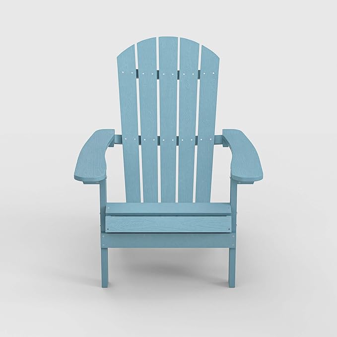 YEFU Adirondack Chairs Set of 6: Outdoor Chair HIPS Plastic Adirondack Chairs - Patio Chairs with Wood Texture - Lawn Fire Pit Deck Porch Garden Chairs for Adults (Blue)
