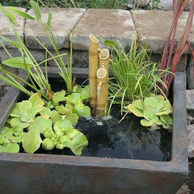 Aquascape Pouring Three-Tier Bamboo Fountain for Ponds and Water Gardens, Poly-Resin | 78307
