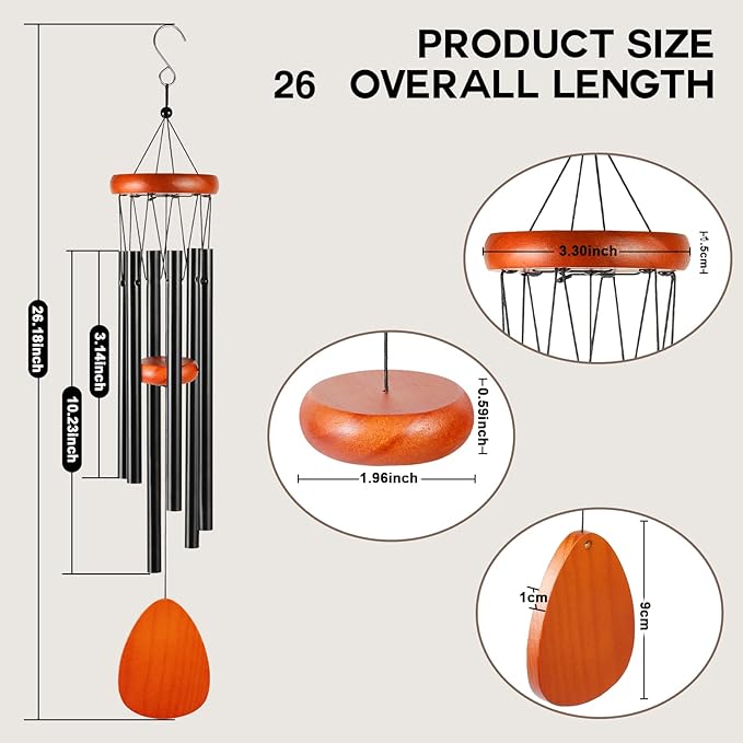 Wind Chimes for Outside Clearance, 26'' Small Windchimes Outdoors w/DIY Ornament, Memorial Wind Chime Gifts for Mom Women Grandma Neighbors