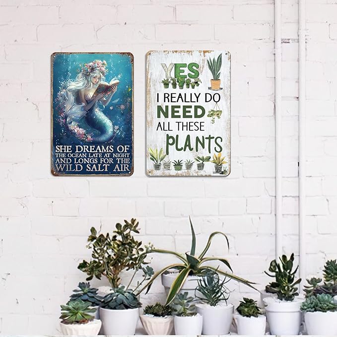 Funny Gardening Metal Sign - 'Yes I Need All These Plants' - 8x12 Inch Rustic Farmhouse Decor for Garden, Home & Kitchen