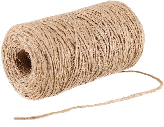 CCINEE 328 Feet Natural Jute Twine 1MM for Arts and Crafts Jute Rope Packing String for Gardening String Natural Rustic String Gift wrap Twine