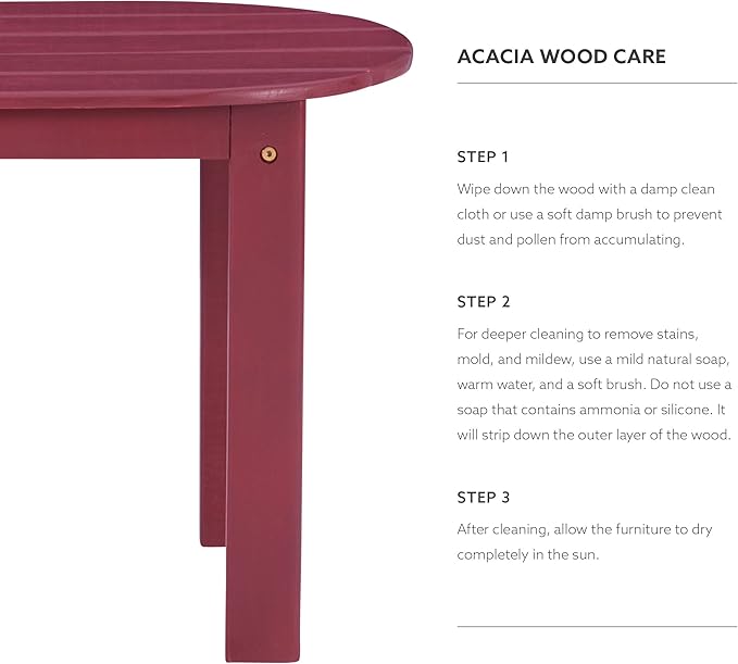 Linon Jayde Adirondack Coffee Table, Red, 21.06D x 38.39W x 3.94H in