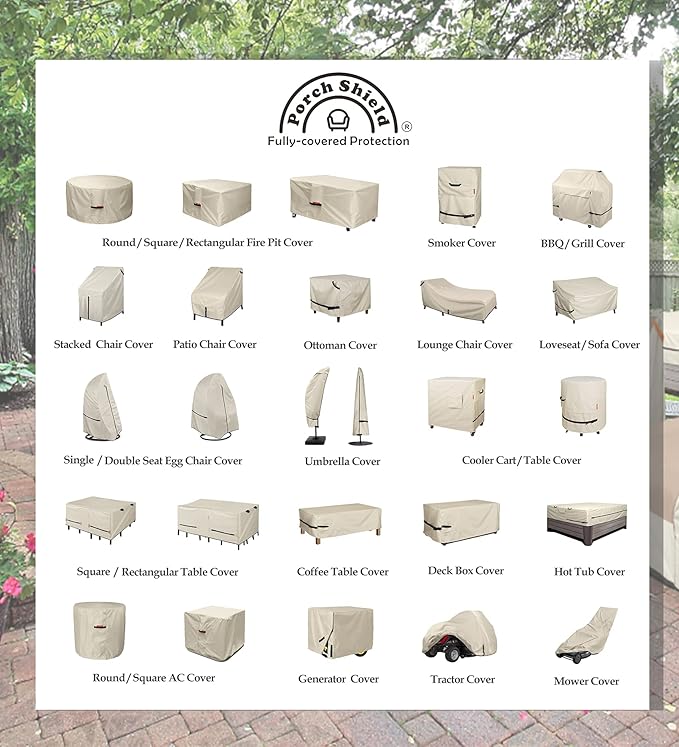 Porch Shield Waterproof Patio Adirondack Chair Cover 2 Pack Fits Outdoor Chairs 32W x 34D x 36H inch, Beige