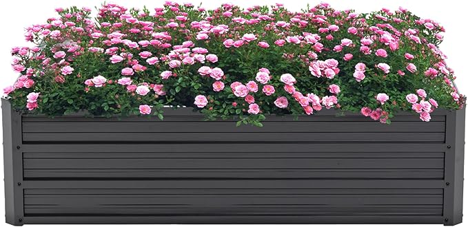 Galvanized Raised Garden Bed 4x3x1ft Outdoor Planter Box Galvanized Steel Garden Bed Kit for Vegetables, Flowers, Herbs and Succulents Black