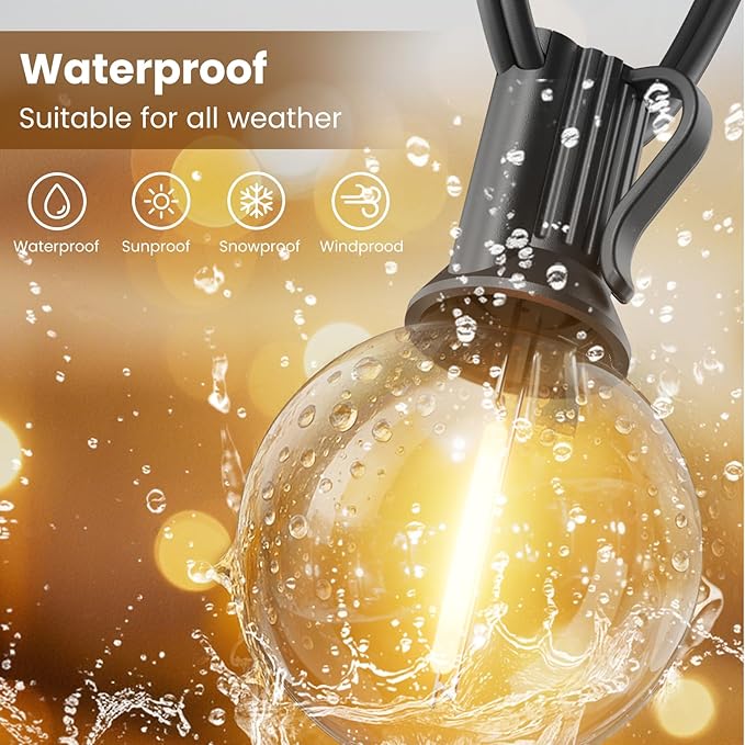 RTTY Dense-Glow Outdoor String Lights 180ft, G40 Led Patio Globe Lights with 93pcs Bulbs,Shatterproof Waterproof Connectable Hanging for Porch Cafe Bistro Backyard Gazebo Balcony Deck Party