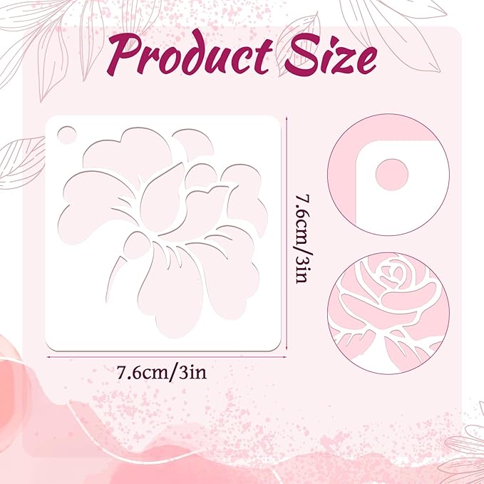 20 Pcs Flower Stencils for Crafts Reusable Flower Stencils for Painting on Wood Paintings Crafts Templates Drawing Stencil for Painting on Wood Rocks Canvas Fabric Glass Pottery