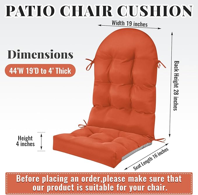 Geelin 2 Pcs Adirondack Chair Cushion High Back Patio Rocking Chair Cushion 44 x 19 x 4 Inch Tufted Weather Resistant Fade Resistant Seat for Patio Rocking Seat