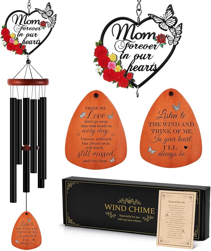 Kathfly Sympathy Wind Chimes for Loss of Loved One, 28" Memorial Wind Chimes for Outside, Bereavement Condolence Funeral Windchime Funeral Gift for Gifts for Loss of Loved One Mother Father Husband