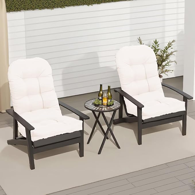 Adirondack Chair Cushion, Waterproof Outdoor Seat Cushions for Patio Furniture, Thick High Back Replacement Pad for Porch Lawn Wicker Dining Desk Chair, Rocking Chair Cushion, Beige