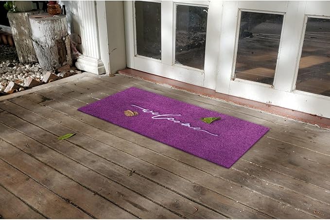 AAZZKANG Purple Outdoor Mat Front Door Indoor Welcome Doormat Long 18"x48",Anti-Slip Rubber Door Mat,Low-Profile Design Entrance Mats Decorative