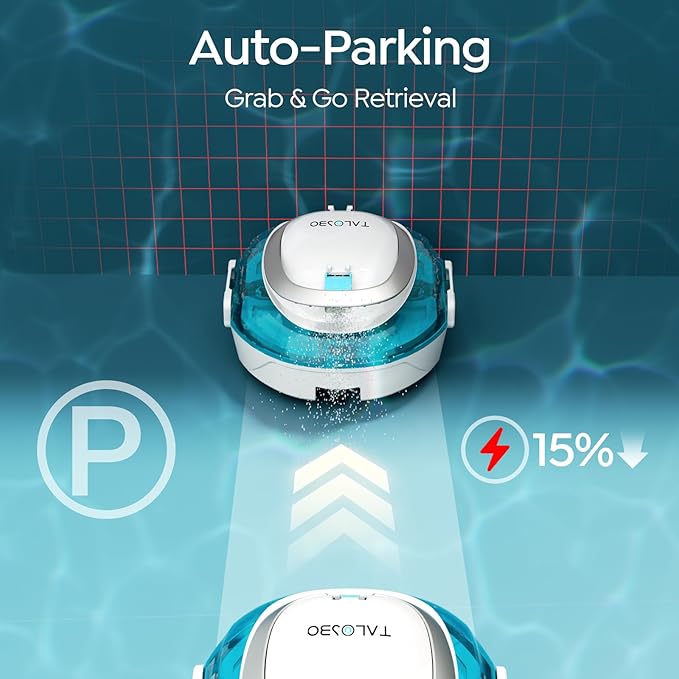 [2026 New] TALOSBO S2 Robotic Pool Cleaner – Dual-Layer Filtration, 90-Min Runtime, Powerful Cordless Pool Vacuum for Above-Ground & Flat Pools, Efficient Debris Removal & Auto-Parking Design